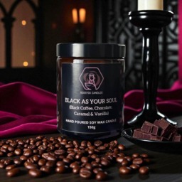 Black Coffee, Chocolate & Caramel Candle - As Your Soul Dark Academia Soy Wax - thumbnail 1