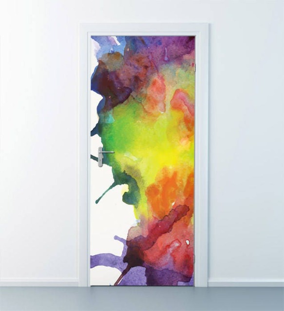 Watercolor Wall Decal, Sticker, Texture Door Decor, Modern Abstract Mural, Cover Wrap - image 1