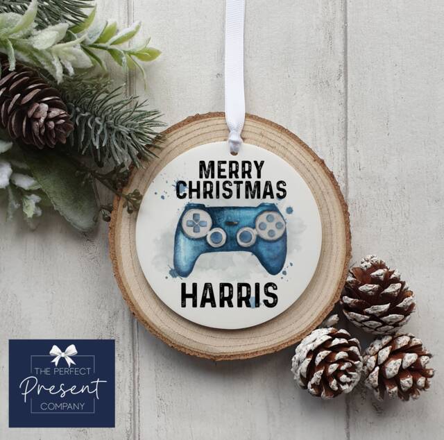 Personalised Gaming Christmas Decoration - Gamer Ornament Kids Eve Box Filler Fan Gift - image 1