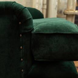 British Handmade Dark Green Textured Velvet Chesterfield Armchair - thumbnail 3