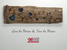 Coat Rack, Hanger, Exclusive Coat Rack, Reclaimed Driftwood Hanger With Mirror Hearts, Wall Art, Art Rack