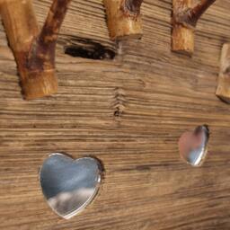 Coat Rack, Hanger, Exclusive Coat Rack, Reclaimed Driftwood Hanger With Mirror Hearts, Wall Art, Art Rack - thumbnail 2