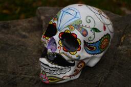 One Of A Kind Hand Painted Custom Dia De Los Muertos Day The Dead Diamond Moustache Mexican Folk Art Sugar Skull Sculpture Made To Order