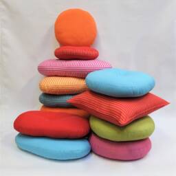 Bon-Bon 50 cm Turquoise Striped Oval Pillow - thumbnail 3