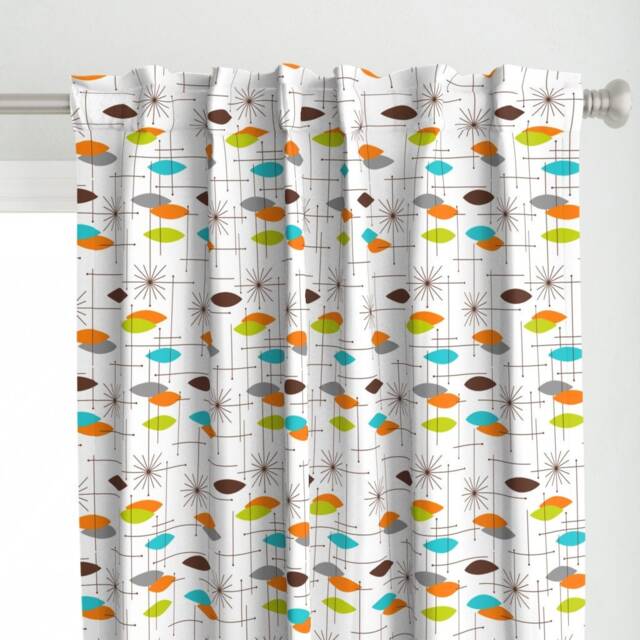 Mid Century Modern Curtain Panel - Space Age Abstract Atomic Retro 1950S Brown Orange Teal Custom Orbs 7 By Tonyanewton - image 1