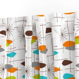 Mid Century Modern Curtain Panel - Space Age Abstract Atomic Retro 1950S Brown Orange Teal Custom Orbs 7 By Tonyanewton - thumbnail 3