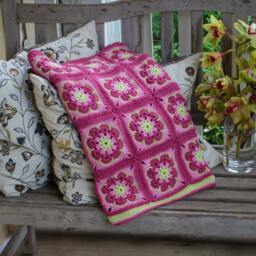 African Rose 100% Wool Baby Blanket in Pinks & Green - thumbnail 2