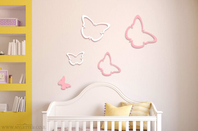 Set Of 5 Butterfly Wall Art - Butterflies Nursery Decor Girls Room 3D Butterfly Baby - image 1