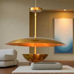Mid Century Modern Brass Disc Ceiling Light Flush Mount Inspired Pendant 3 - thumbnail 3