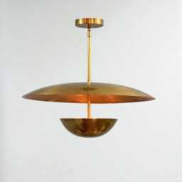 Mid Century Modern Brass Disc Ceiling Light Flush Mount Inspired Pendant 3
