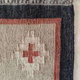 Bespoke Handwoven Wool Jute Flatweave Rug - Tribal Geometric Kilim Carpet For Living Room & Bedroom - thumbnail 3