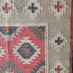 Bespoke Handwoven Wool Jute Flatweave Rug - Tribal Geometric Kilim Carpet For Living Room & Bedroom - thumbnail 2