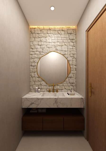 Asymmetrical Brass Wall Mirror - Organic Gold Vanity - image 1