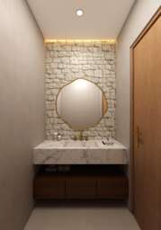 Asymmetrical Brass Wall Mirror - Organic Gold Vanity