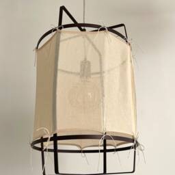 Handmade Jute Linen Chandelier, Boho Rustic Cage Pendant Light - thumbnail 4