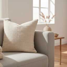 Handwoven Raw Cotton Textured Pillow Cover - Boho Farmhouse Neutral Decor - thumbnail 2