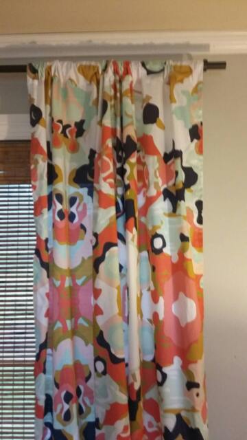 Beautiful Abstract Curtain Panels Navy Coral Mint Pink Mustard Multiple Sizes Custom Available - image 1