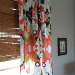 Beautiful Abstract Curtain Panels Navy Coral Mint Pink Mustard Multiple Sizes Custom Available - thumbnail 3