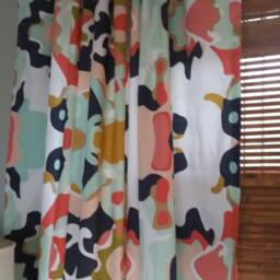Beautiful Abstract Curtain Panels Navy Coral Mint Pink Mustard Multiple Sizes Custom Available - thumbnail 4