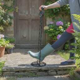 The Pamphill Tall Boot Jack - Double-Handed Wrought Iron Free-standing Puller Fully Welded Mud-Room Tool Made in UK - thumbnail 1