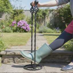 The Pamphill Tall Boot Jack - Double-Handed Wrought Iron Free-standing Puller Fully Welded Mud-Room Tool Made in UK - thumbnail 2