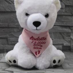Personalized Scarf For Cuddly Toy Gift Newborns With Name, Date, Weight, Size - thumbnail 3