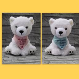 Personalized Scarf For Cuddly Toy Gift Newborns With Name, Date, Weight, Size - thumbnail 2