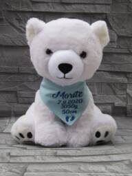 Personalized Scarf For Cuddly Toy Gift Newborns With Name, Date, Weight, Size