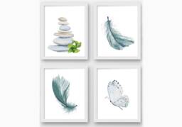 Zen Garden Watercolor Print Set Calm Spa Wall Art - thumbnail 1