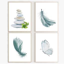 Zen Garden Watercolor Print Set Calm Spa Wall Art - thumbnail 3