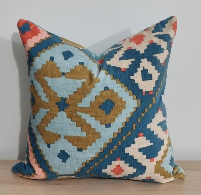 Linwood Omega Prints Otto Azure & Velvet Cushion Cover 40x40 cm - image 1