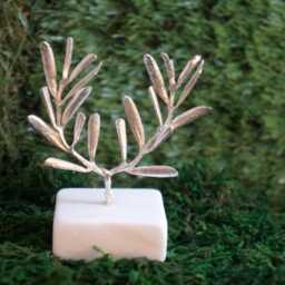 Olive Branch Tree Sculpture, Gold-Plated Or Silver-Plated Brass, Home Decor, Decorative Greek-style Decoration - thumbnail 3