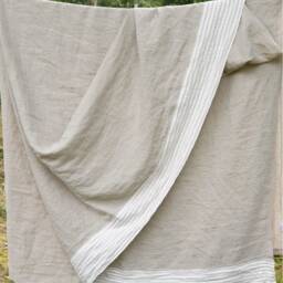 striped Hem Linen Sheet Set Natural Softened Flax Bedding - thumbnail 3