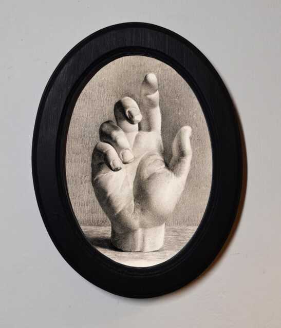 Black Oval Wooden Framed Picture Human Hand, Dankvart Dreyer, Severed Hand Gothic Art Print, Wall Hanging Vintage Style - image 1