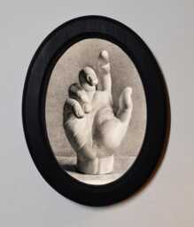 Black Oval Wooden Framed Picture Human Hand, Dankvart Dreyer, Severed Hand Gothic Art Print, Wall Hanging Vintage Style - thumbnail 1