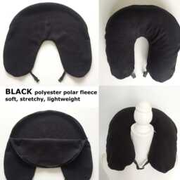 Empty Travel Neck Pillow Pillowcase Black Stuffable For Travelling Light Fill With Socks Underwear T-Shirts Plane Carry On Hand Luggage Only - thumbnail 3