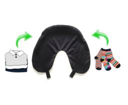 Empty Travel Neck Pillow Pillowcase Black Stuffable For Travelling Light Fill With Socks Underwear T-Shirts Plane Carry On Hand Luggage Only