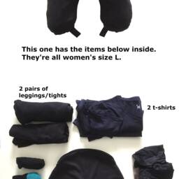 Empty Travel Neck Pillow Pillowcase Black Stuffable For Travelling Light Fill With Socks Underwear T-Shirts Plane Carry On Hand Luggage Only - thumbnail 2