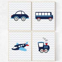 Transportation Nursery Prints Navy Vehicle Wall Art - thumbnail 2