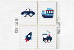 Transportation Nursery Prints Navy Vehicle Wall Art - thumbnail 1