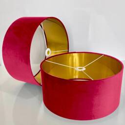 New High Quality Upholstery Hot Pink Velvet Drum Shape Lamp Shade Pendant Light All Shapes Sizes Available - thumbnail 3