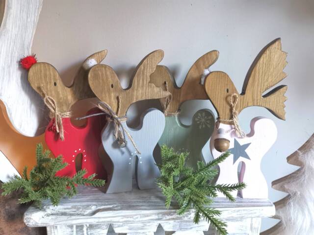 Reindeer Christmas Decoration, Wooden Gift, Rudolph Rustic Decor, Hygge Home - image 1