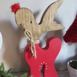 Reindeer Christmas Decoration, Wooden Gift, Rudolph Rustic Decor, Hygge Home - thumbnail 4