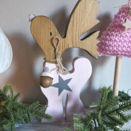 Reindeer Christmas Decoration, Wooden Gift, Rudolph Rustic Decor, Hygge Home - thumbnail 2