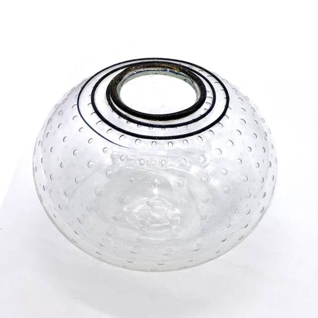 Murano Glass Ballotton Vase Clear Italian Art With Bubbles - image 1