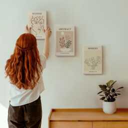 Canvas Set Of 3 - Plant Motifs & Lines in A Modern Style, Beige Large Wall Art, Artwork Decor - thumbnail 3