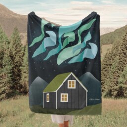 Cozy Blanket Northern Lights Iceland Travel Fleece Tent - Large Cuddly Gift Scandinavia Camping Aurora Borealis - thumbnail 4