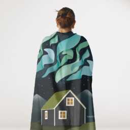 Cozy Blanket Northern Lights Iceland Travel Fleece Tent - Large Cuddly Gift Scandinavia Camping Aurora Borealis - thumbnail 2