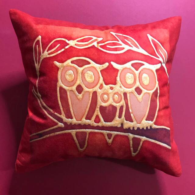 Cute Owl Family Cushion - Sale Half Price Rust & Brown Square Settee Decorative Throw Statement Pillow For Lover Gift - image 1