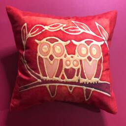 Cute Owl Family Cushion - Sale Half Price Rust & Brown Square Settee Decorative Throw Statement Pillow For Lover Gift - thumbnail 1
